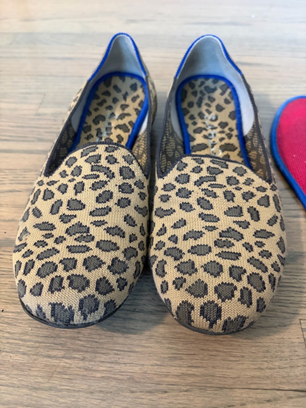 Rothy's Leopard Print Loafers in Tan and Black with Extra Insoles - Size 8